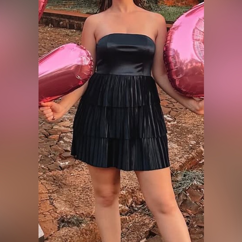 Lulu's DARK NAVY BLUE Strapless Tiered Dress